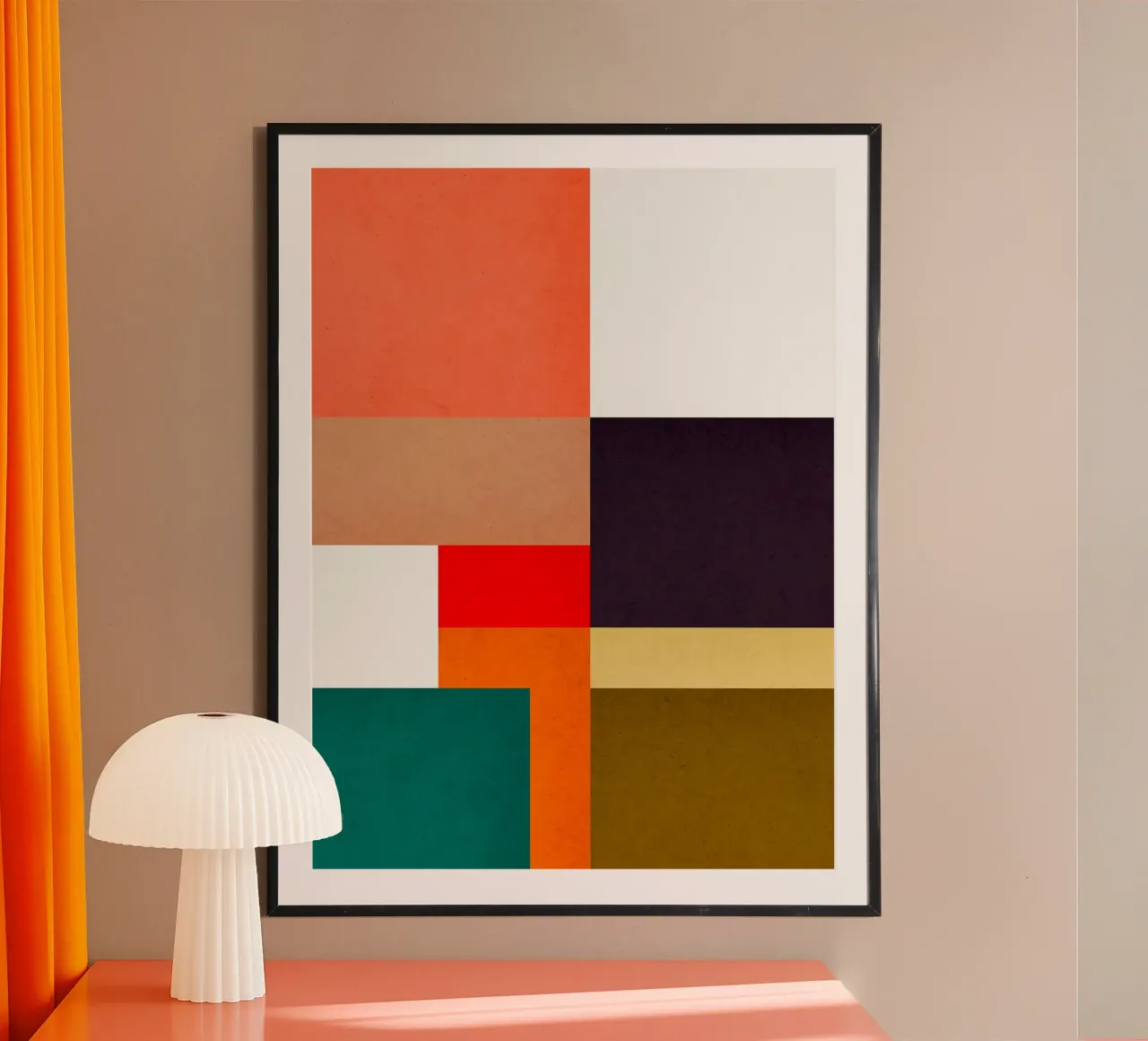 Abstract and conceptual poster with wooden frame by Maria Lang