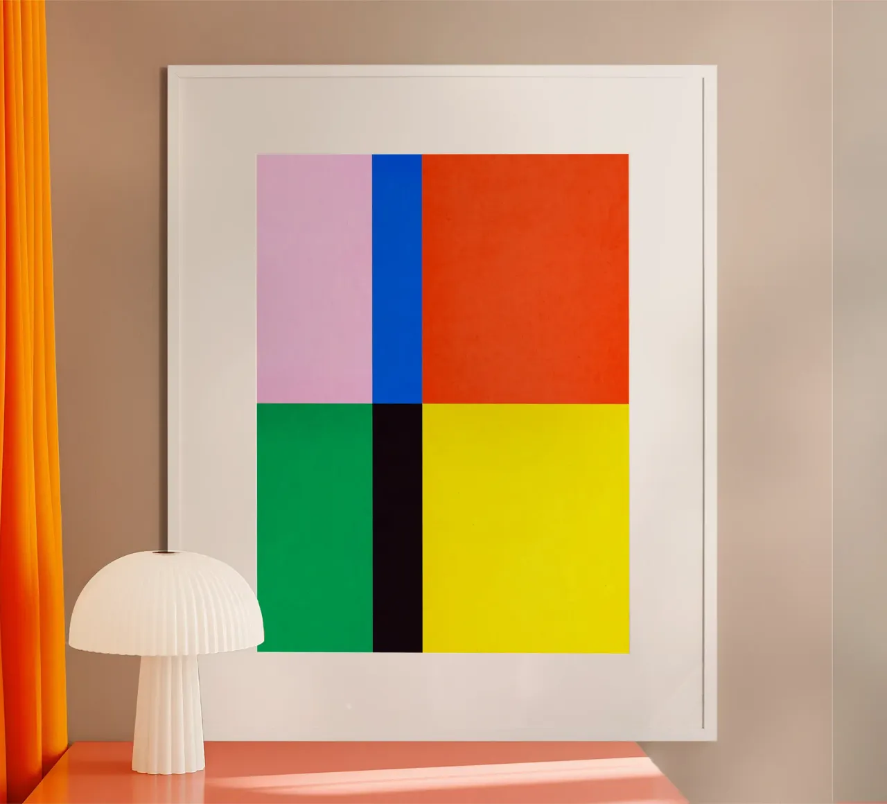 Abstract and conceptual poster with wooden frame by Maria Lang
