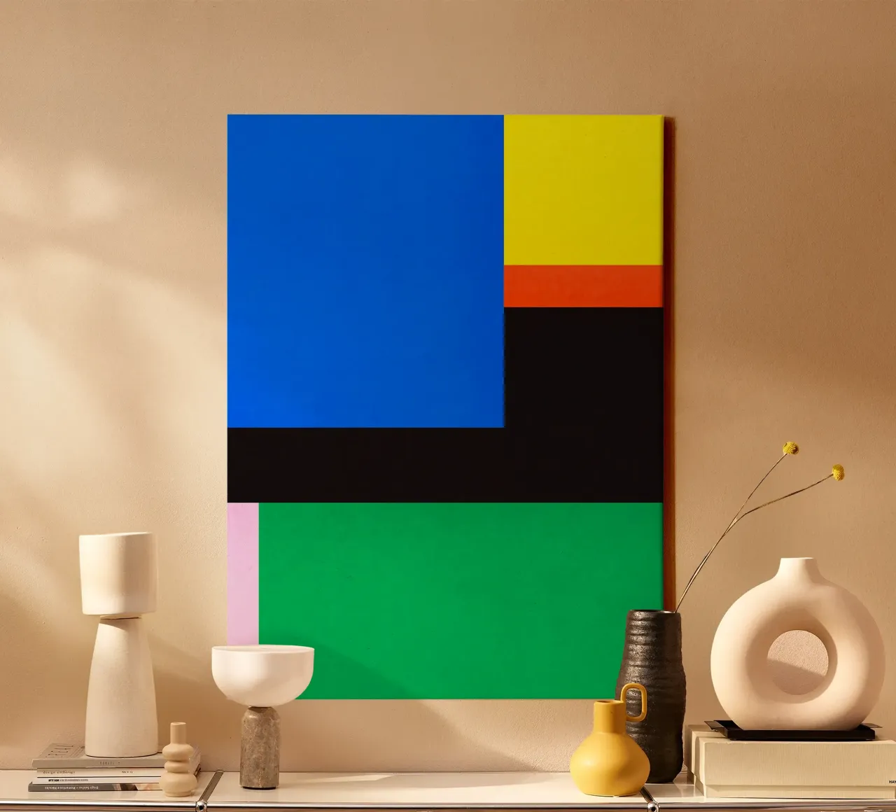 Abstract and conceptual canvas with Floater frame by Maria Lang