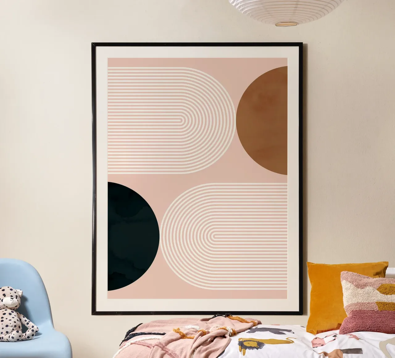 Abstract and geometric poster with wooden frame by Maria Lang