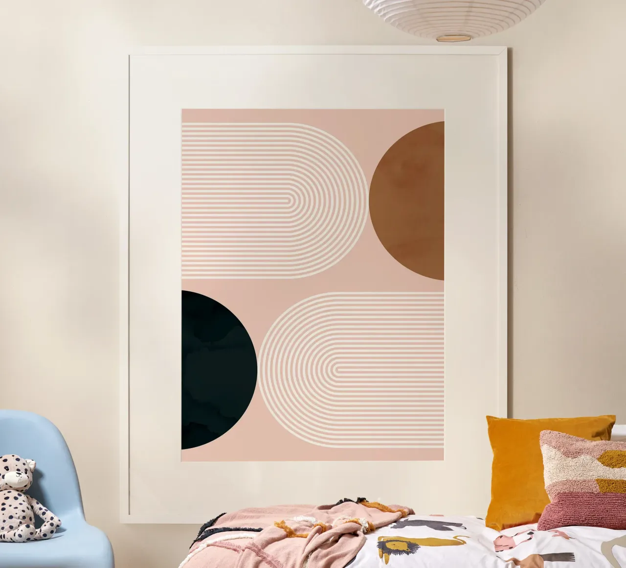 Abstract and geometric poster with wooden frame by Maria Lang