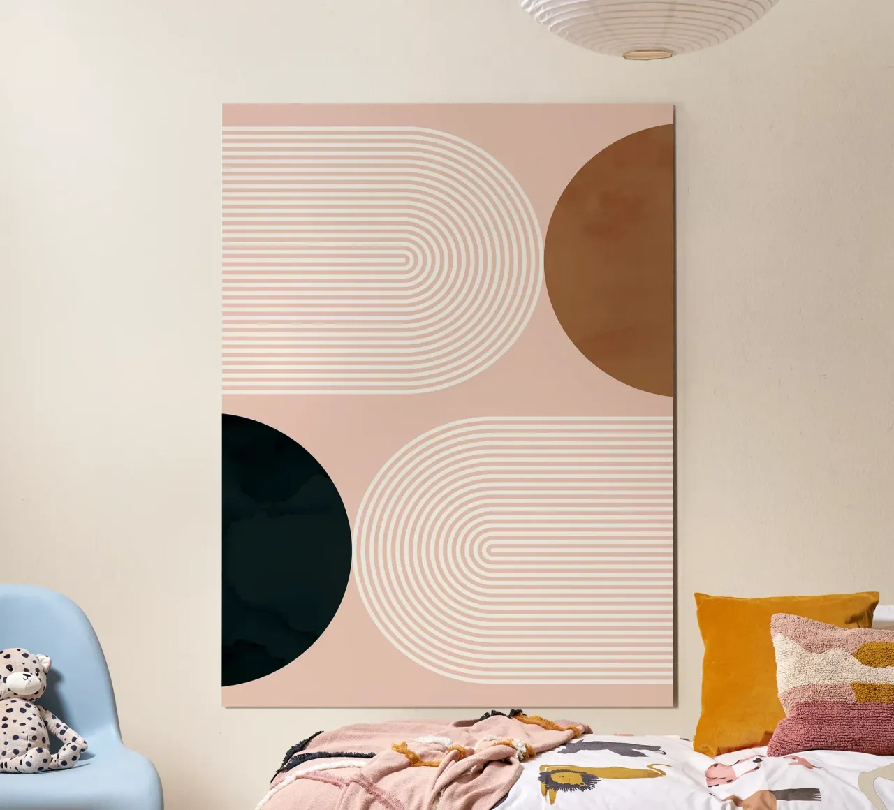 Abstract and geometric poster with wooden frame by Maria Lang
