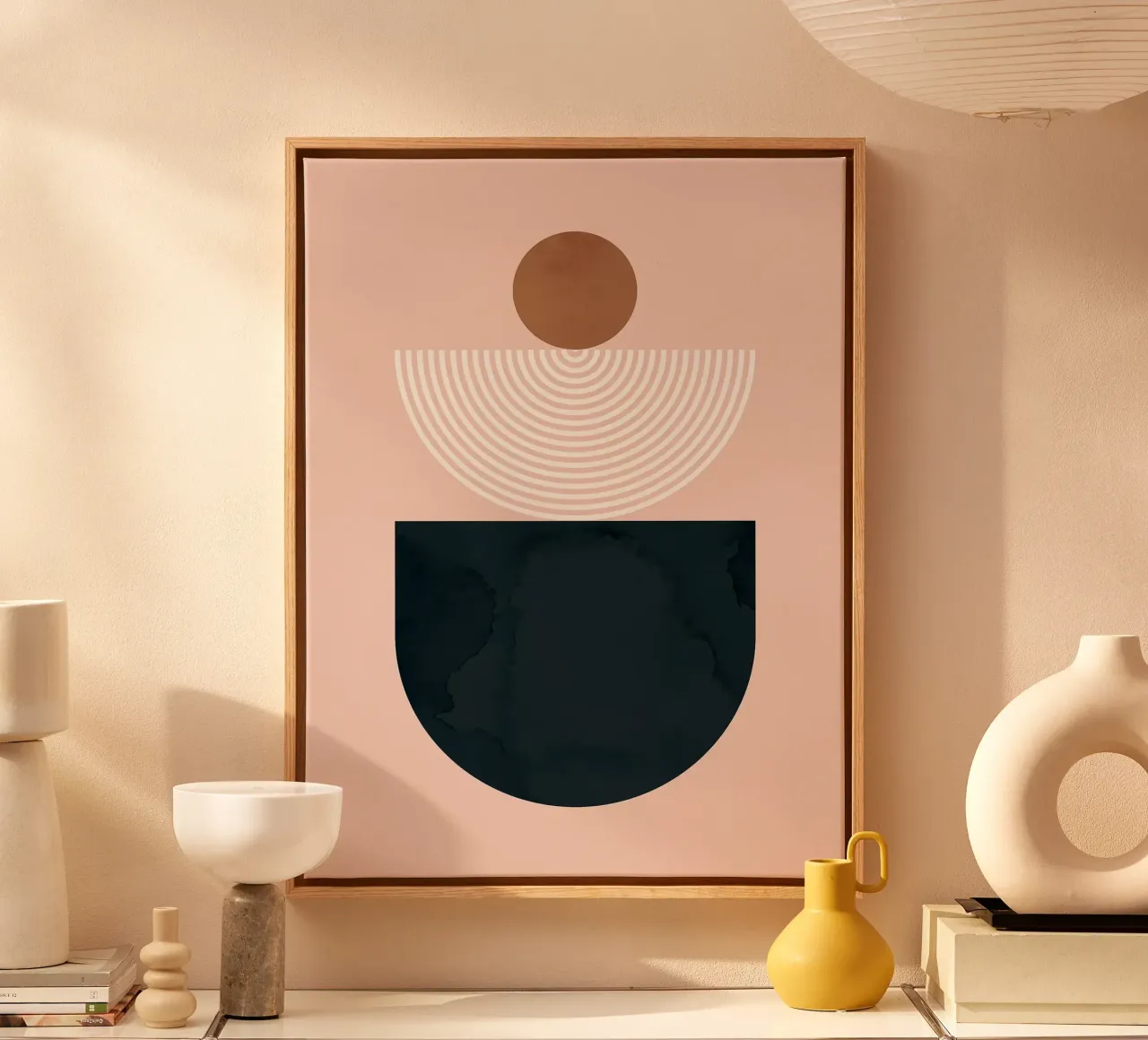 Abstract and geometric canvas with Floater frame by Maria Lang