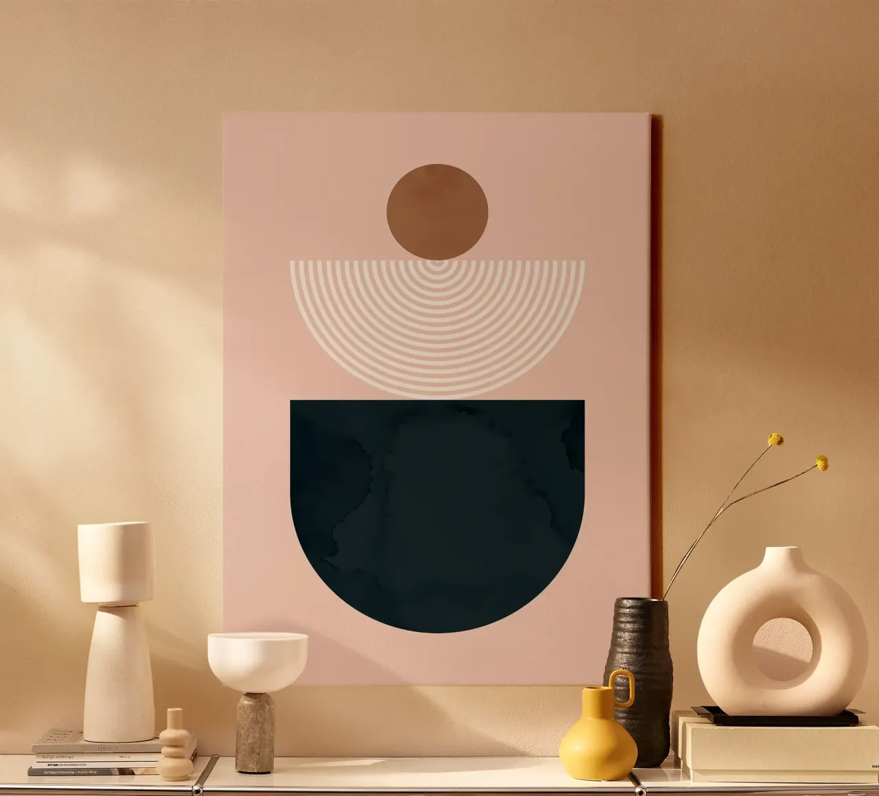 Abstract and geometric canvas with Floater frame by Maria Lang