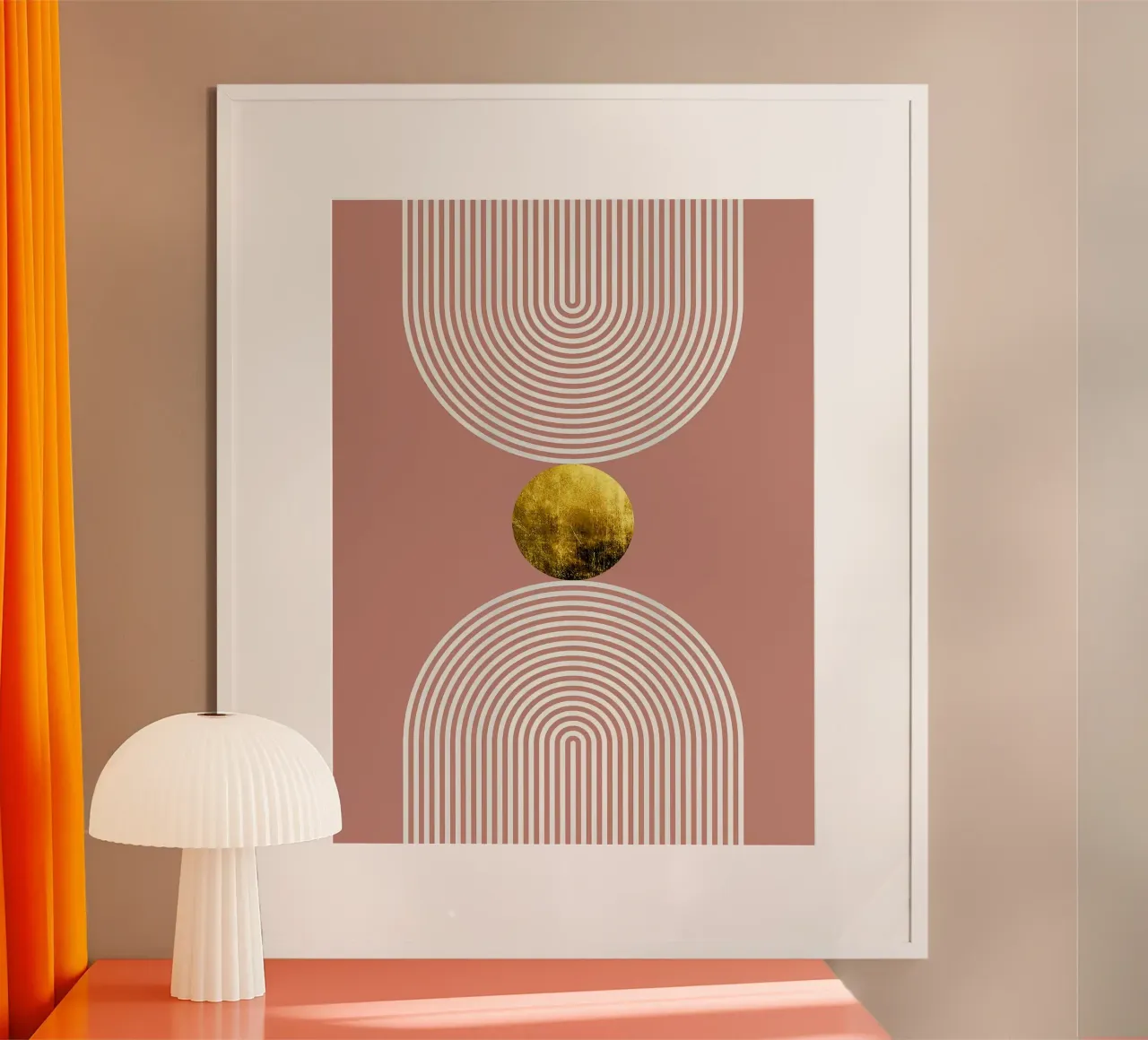 Abstract and geometric poster with wooden frame by Maria Lang