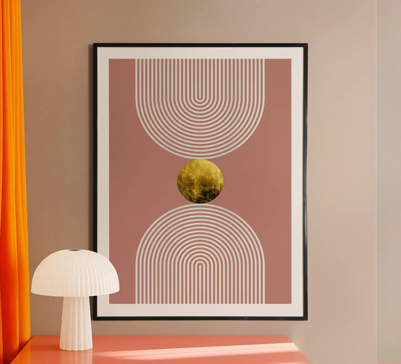 Abstract and geometric poster with wooden frame by Maria Lang