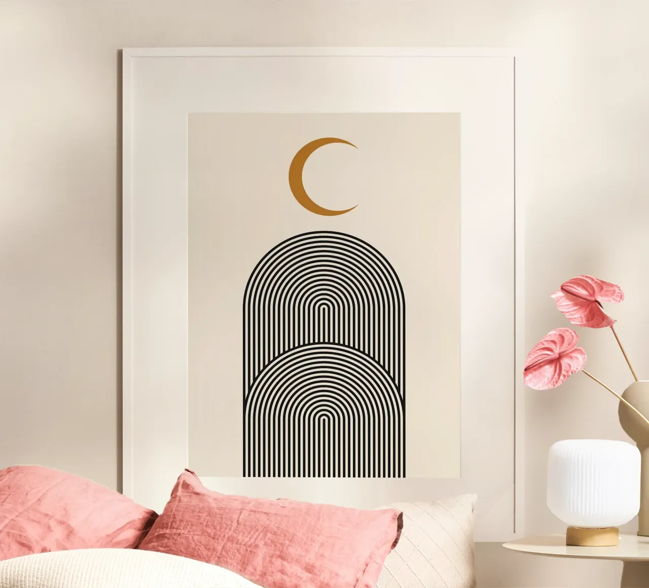 Abstract and geometric poster with wooden frame by Maria Lang