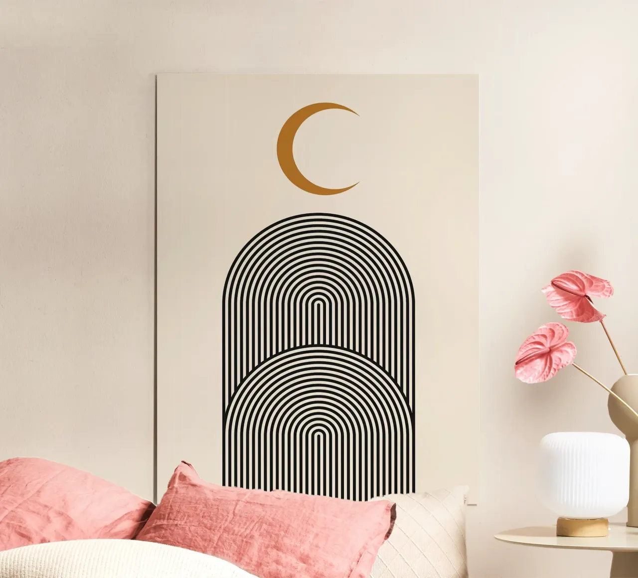 Abstract and geometric poster with wooden frame by Maria Lang