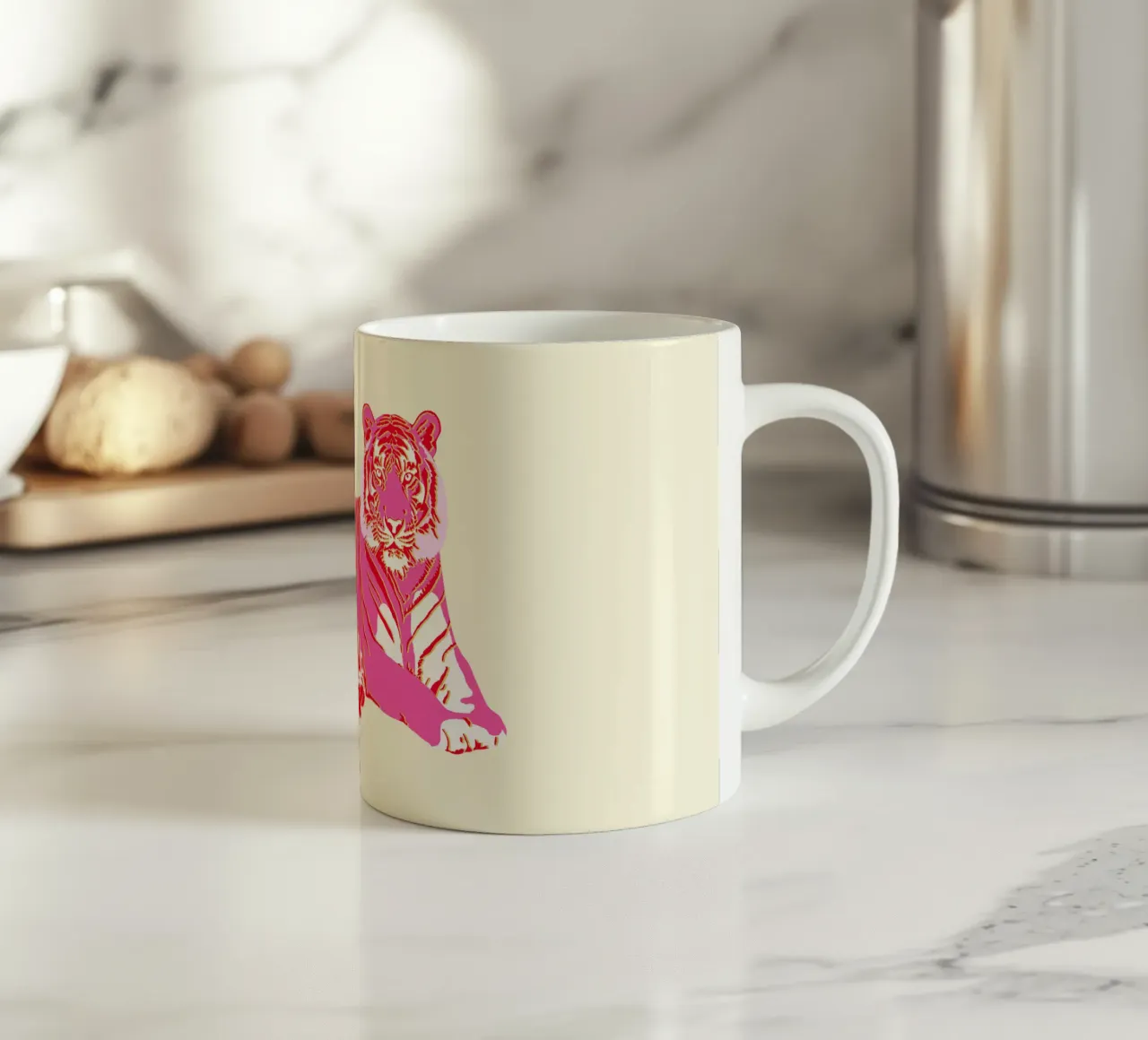 Tigre Rosso Rosa Oro tazza in ceramica da Asha Designs