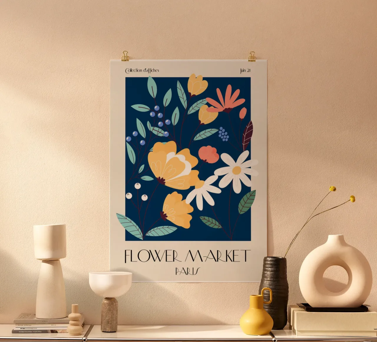 fiore poster con telaio in legno da Max Cox