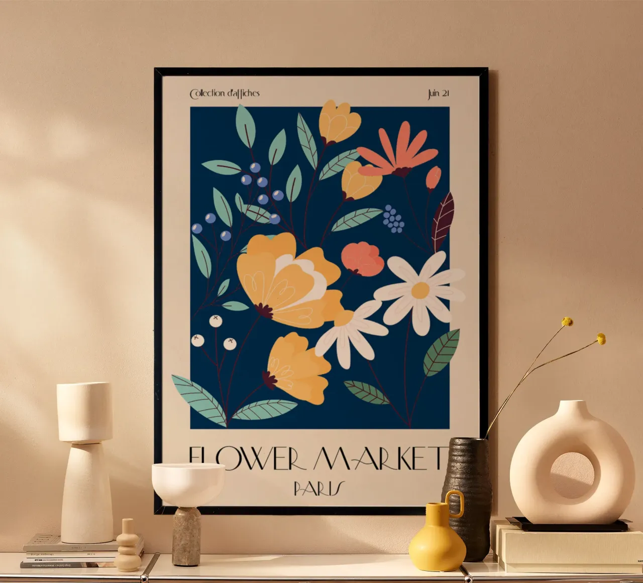 fiore poster con telaio in legno da Max Cox