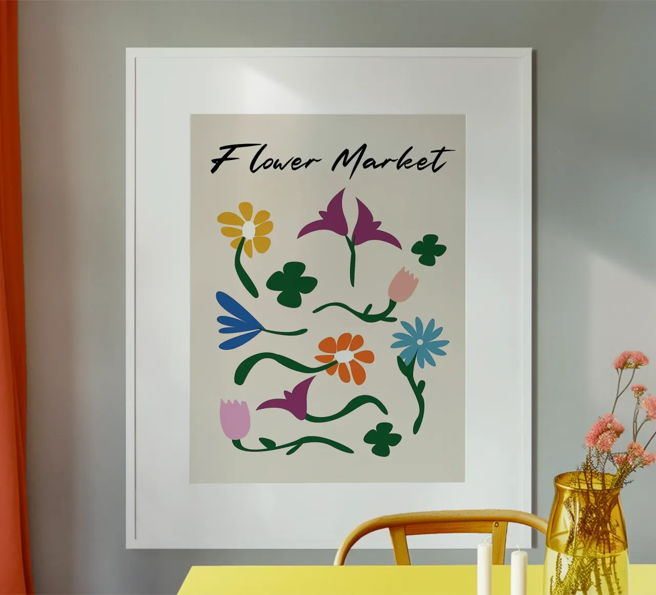 fiore vintage poster con telaio in plastica da Max Cox