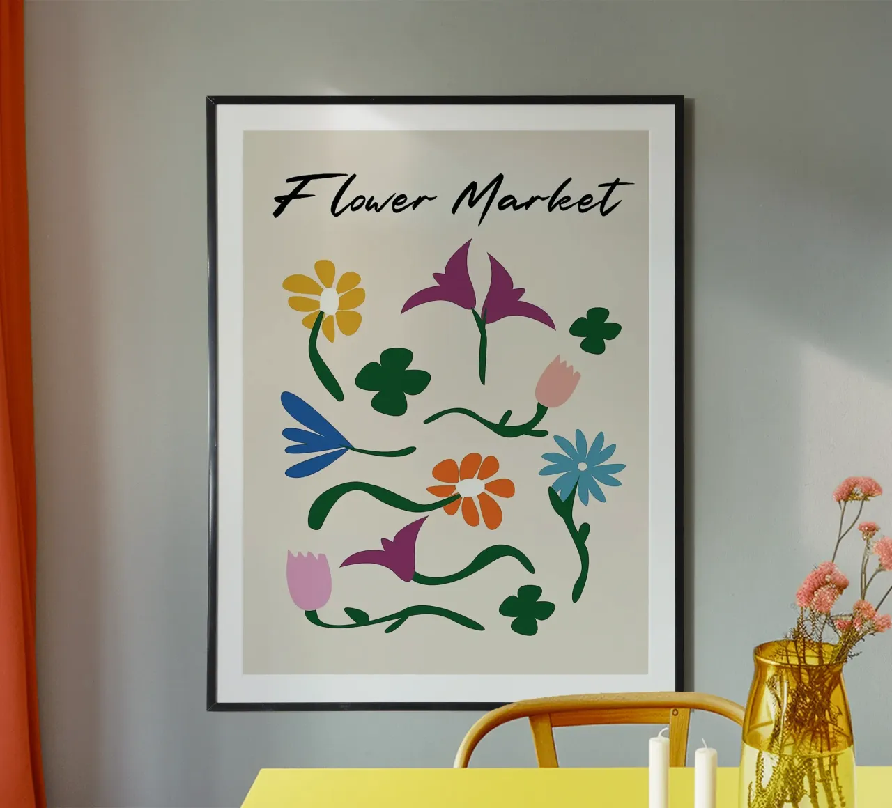 fiore vintage poster con telaio in plastica da Max Cox