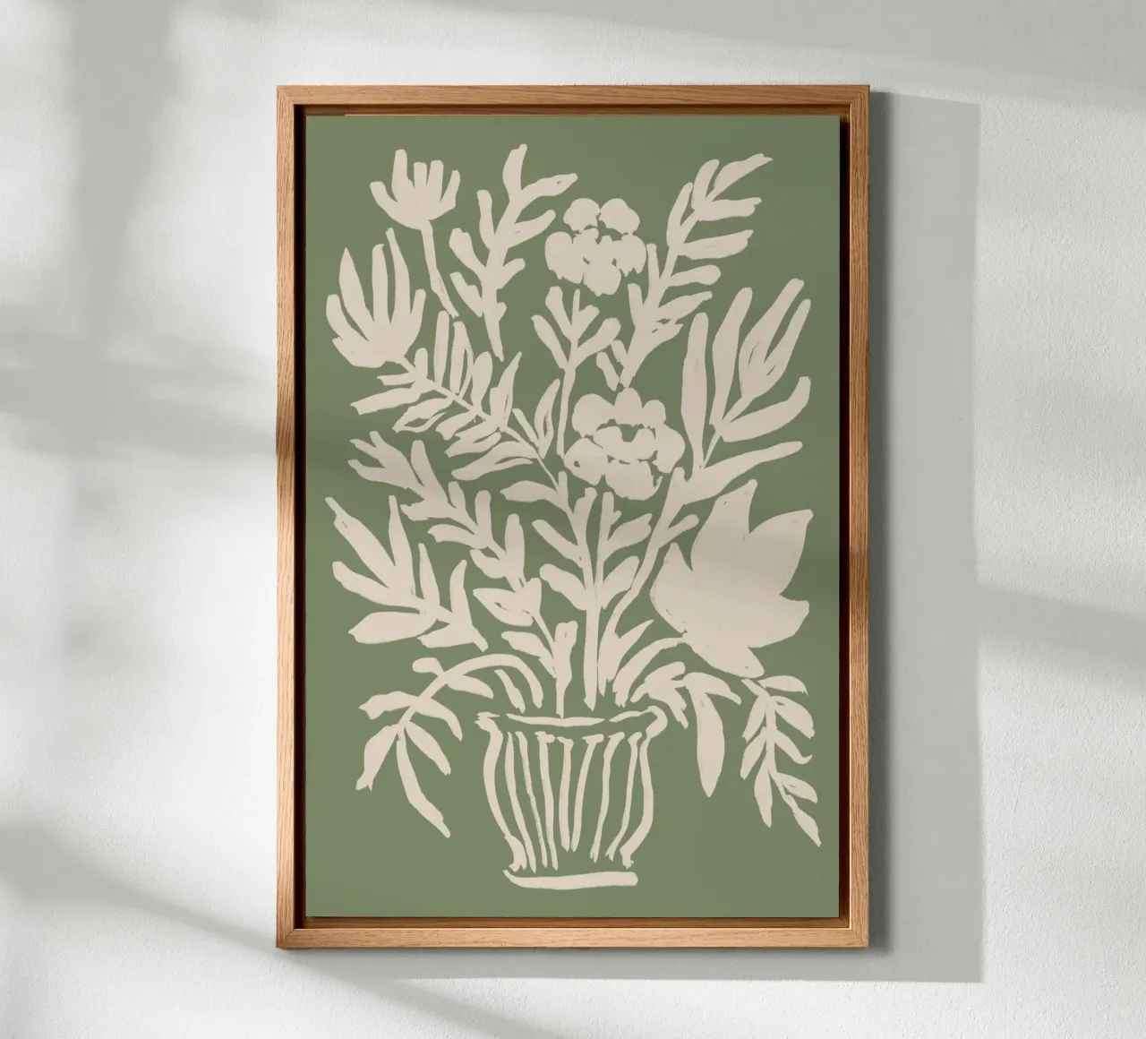 Abstract wit gebloemd op saliegroen canvas met Baklijst van Melloi Art Print