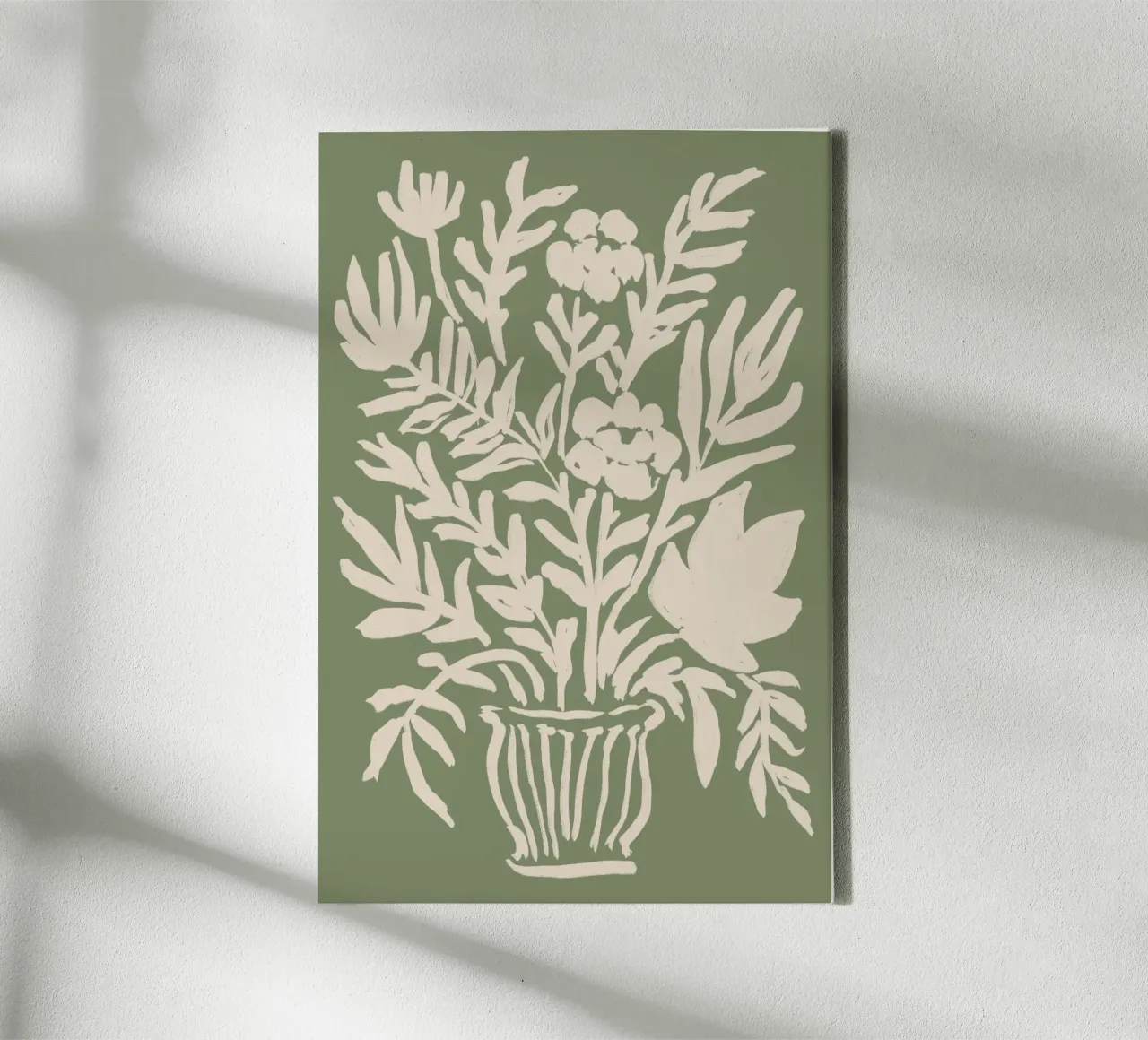 Abstract wit gebloemd op saliegroen canvas met Baklijst van Melloi Art Print
