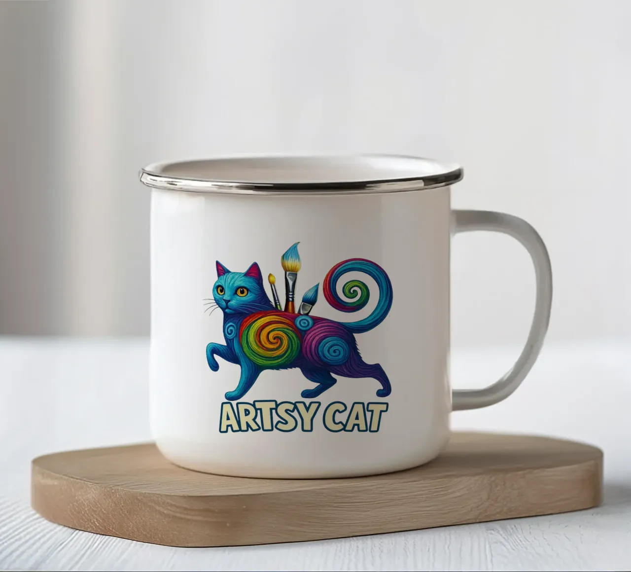 ARTSY CAT tazza in smalto da Vintage Van Gogh