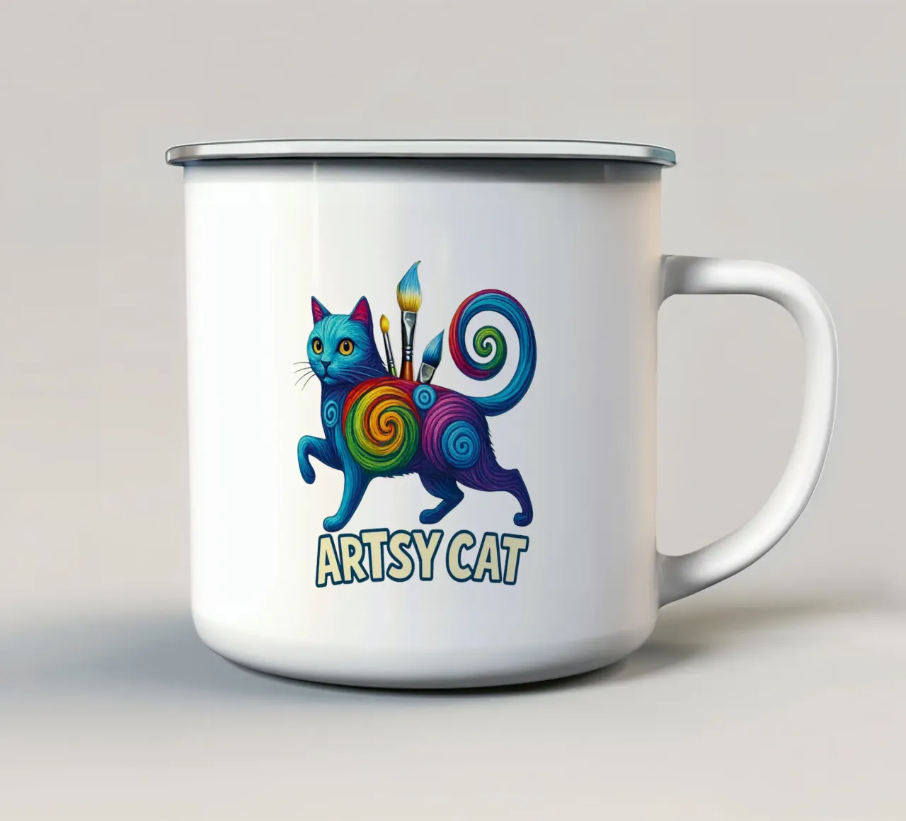 ARTSY CAT tazza in smalto da Vintage Van Gogh