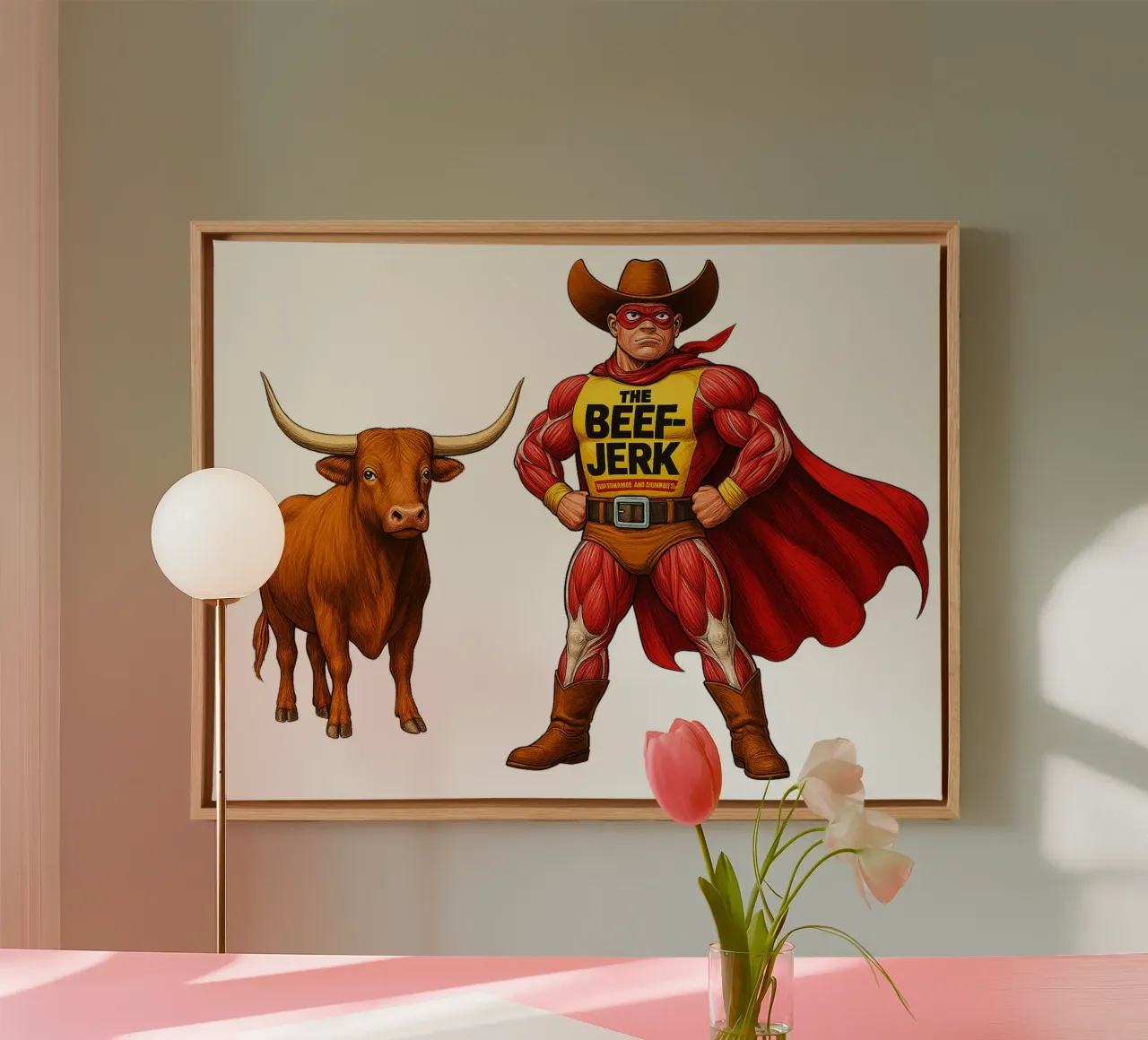 THE BEEF JERK canvas met Baklijst van Vintage Van Gogh