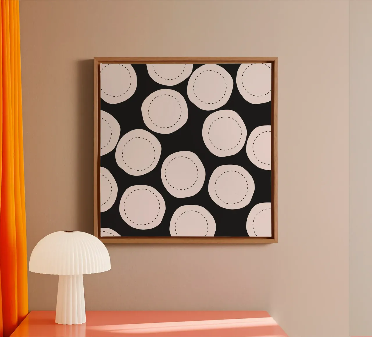 Surface pattern canvas with Floater frame by Little Dean