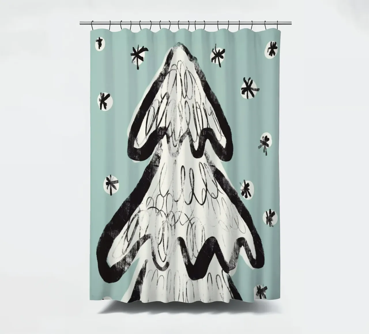 Christmas Tree (Mint) shower curtain by treechild