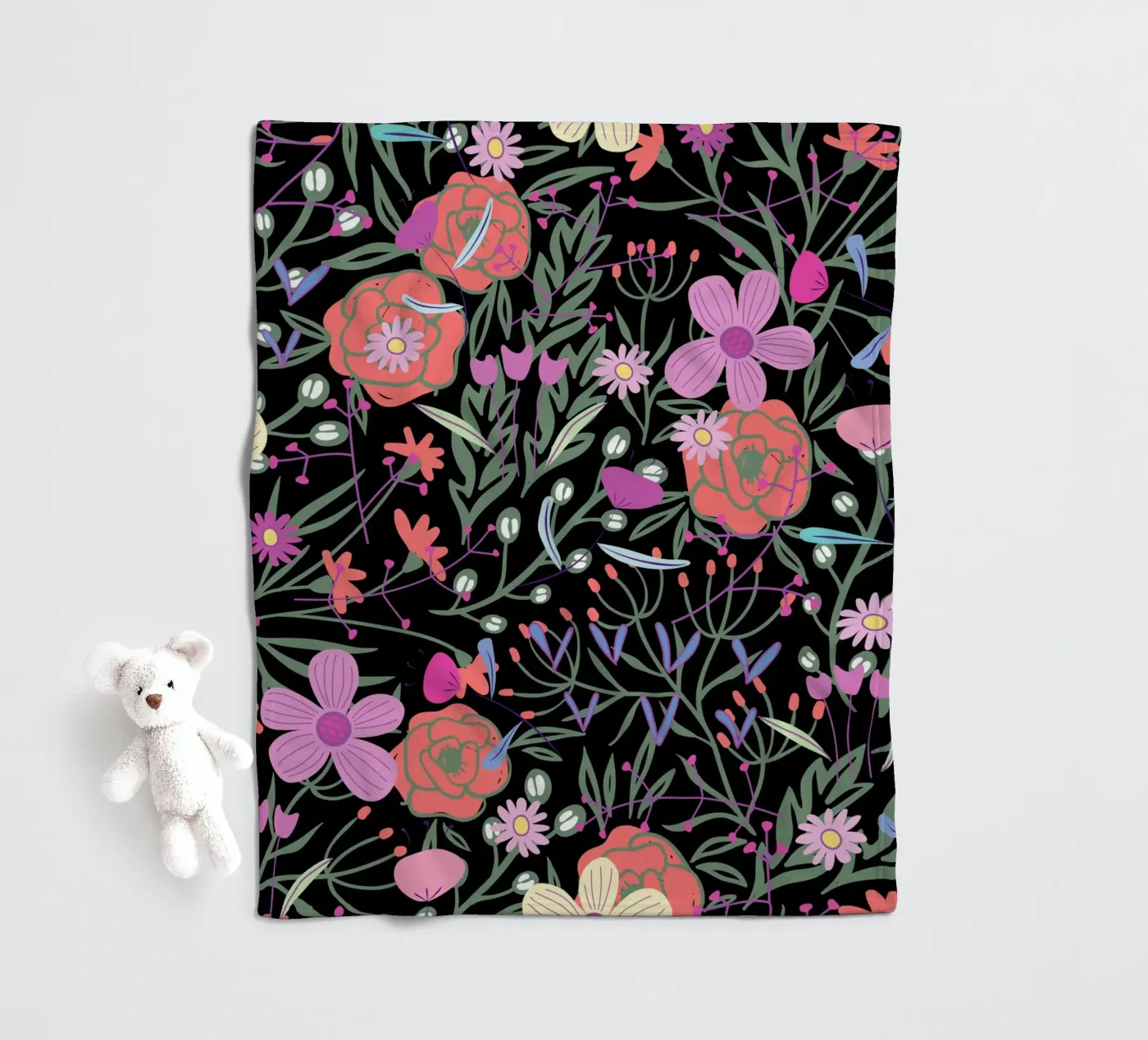 Botanical pattern 19 Fleecedecke von Little Dean