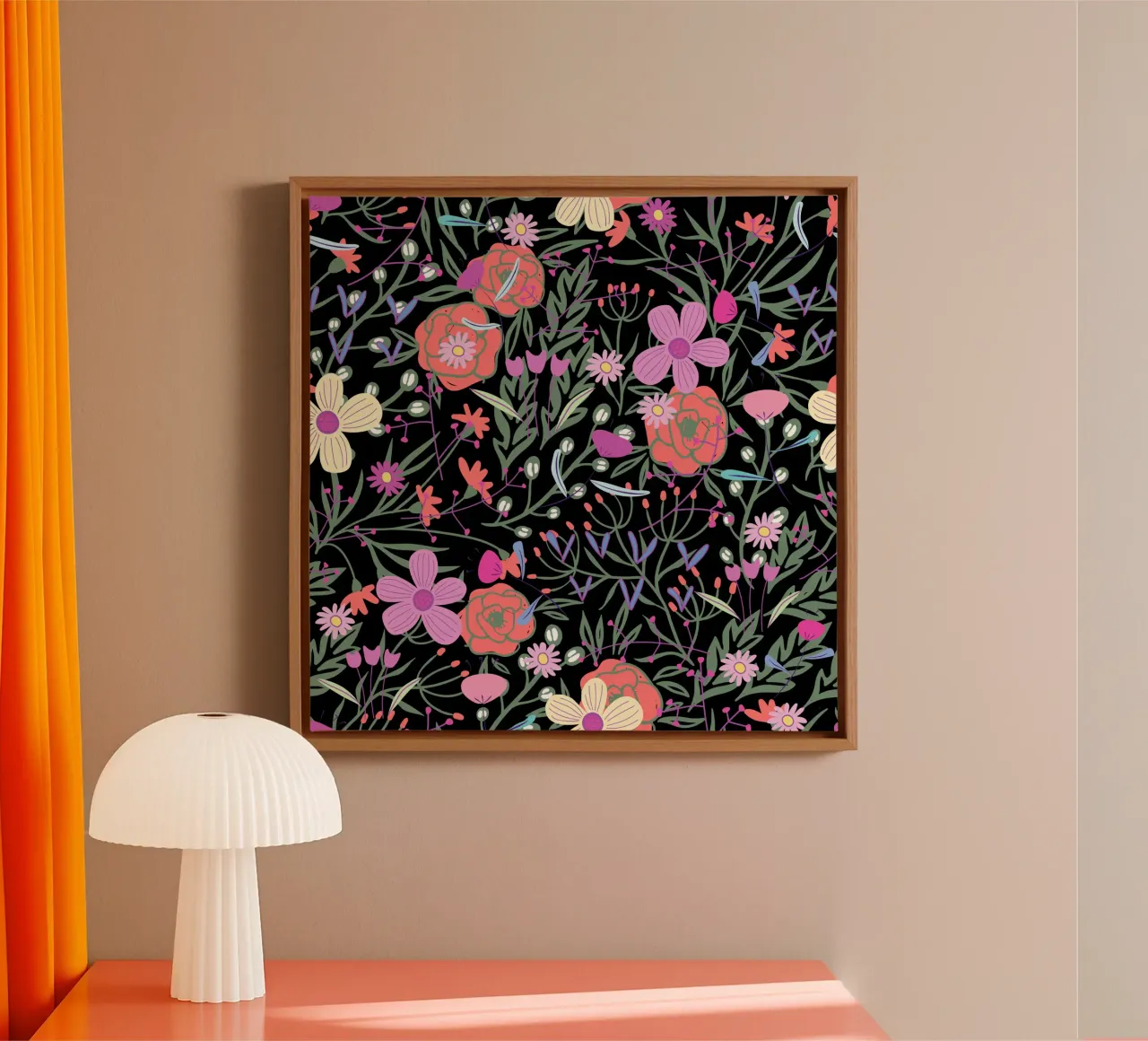 Botanical pattern 19 canvas with Floater frame by Little Dean