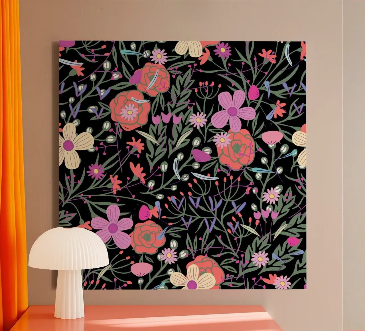 Botanical pattern 19 canvas with Floater frame by Little Dean