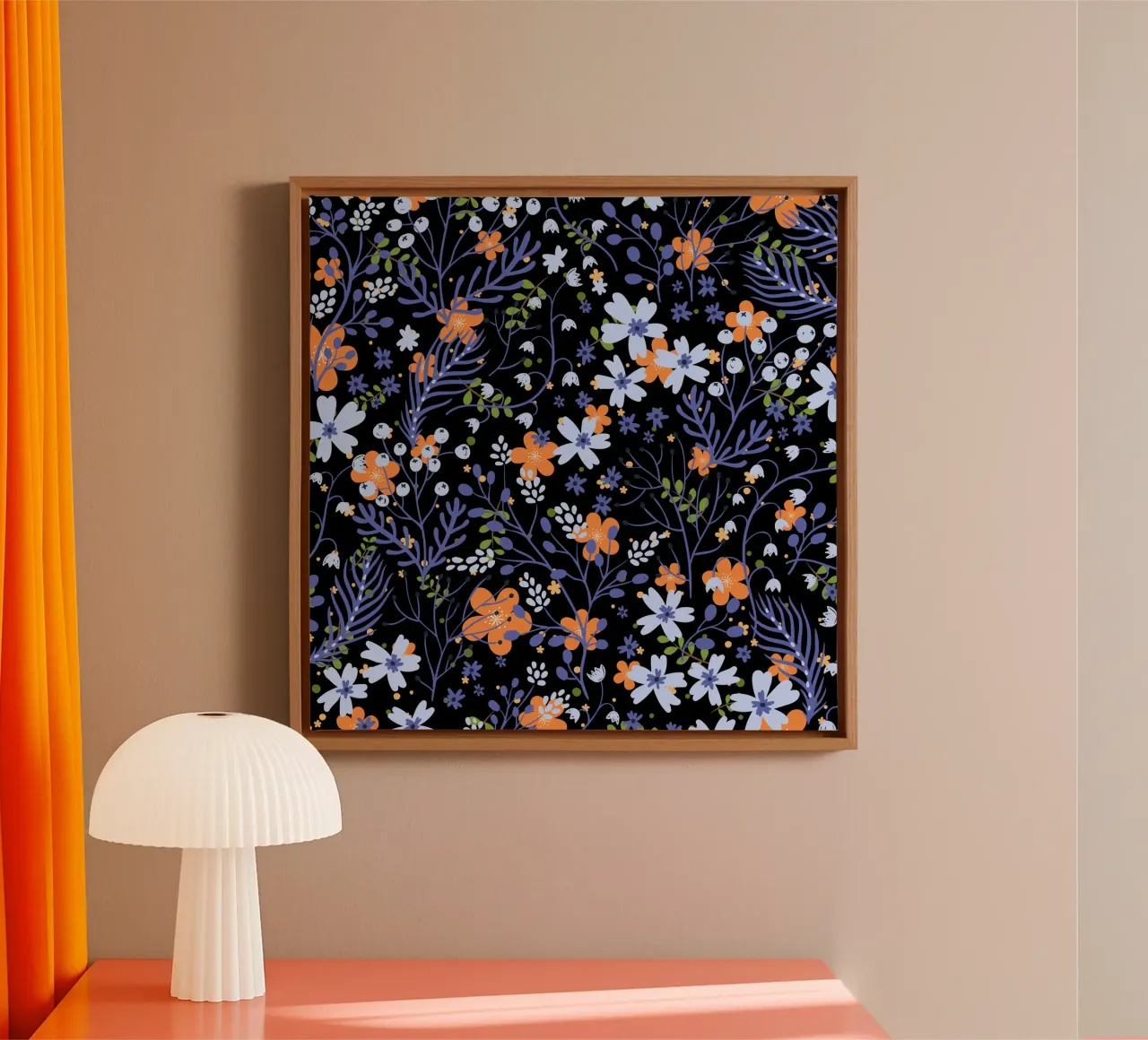 Botanical pattern 20 canvas with Floater frame by Little Dean