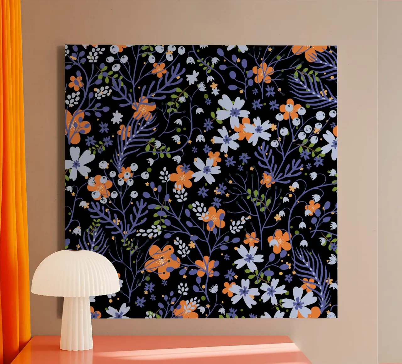 Botanical pattern 20 canvas with Floater frame by Little Dean