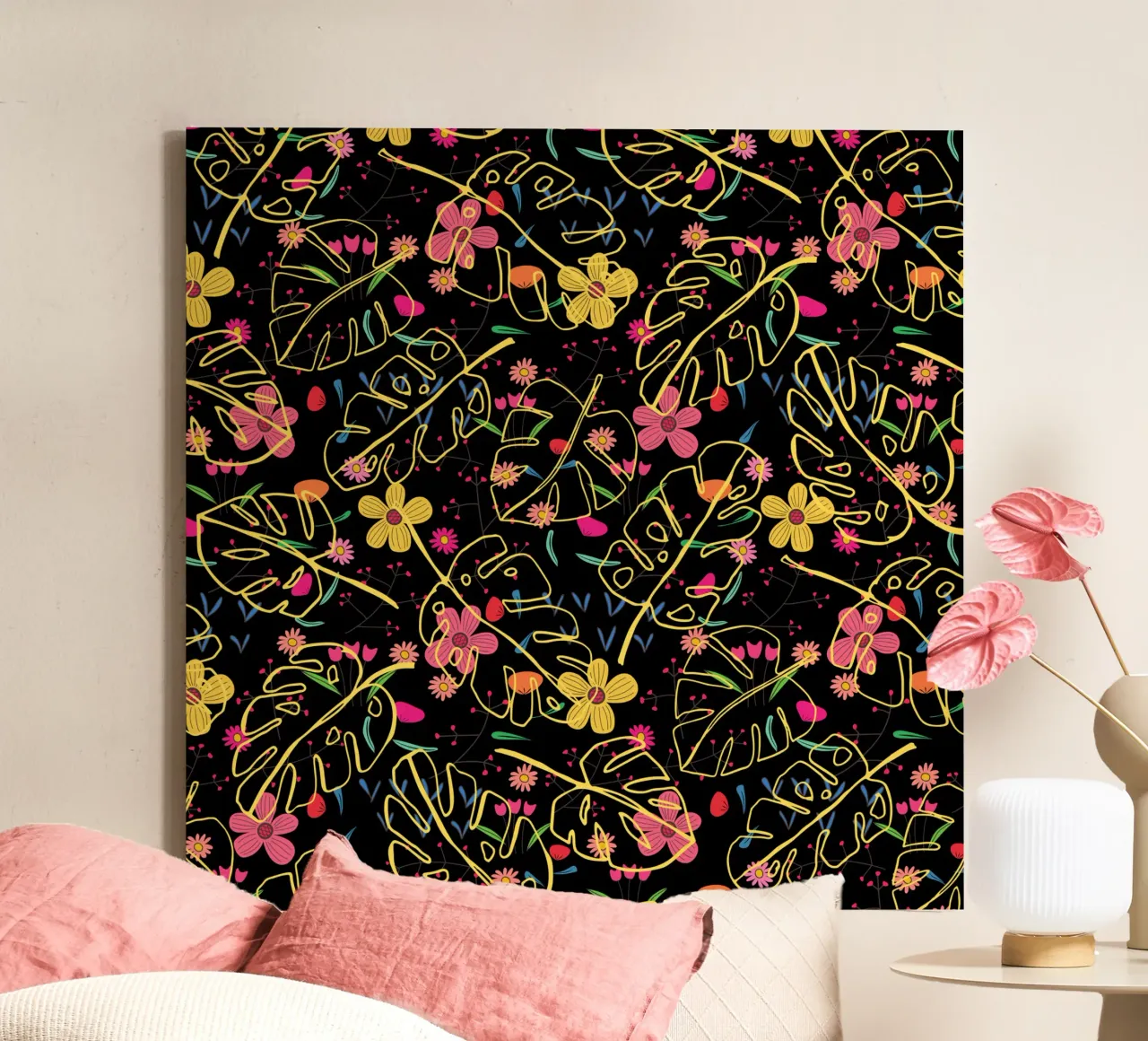 Botanical pattern 23 canvas with Floater frame by Little Dean