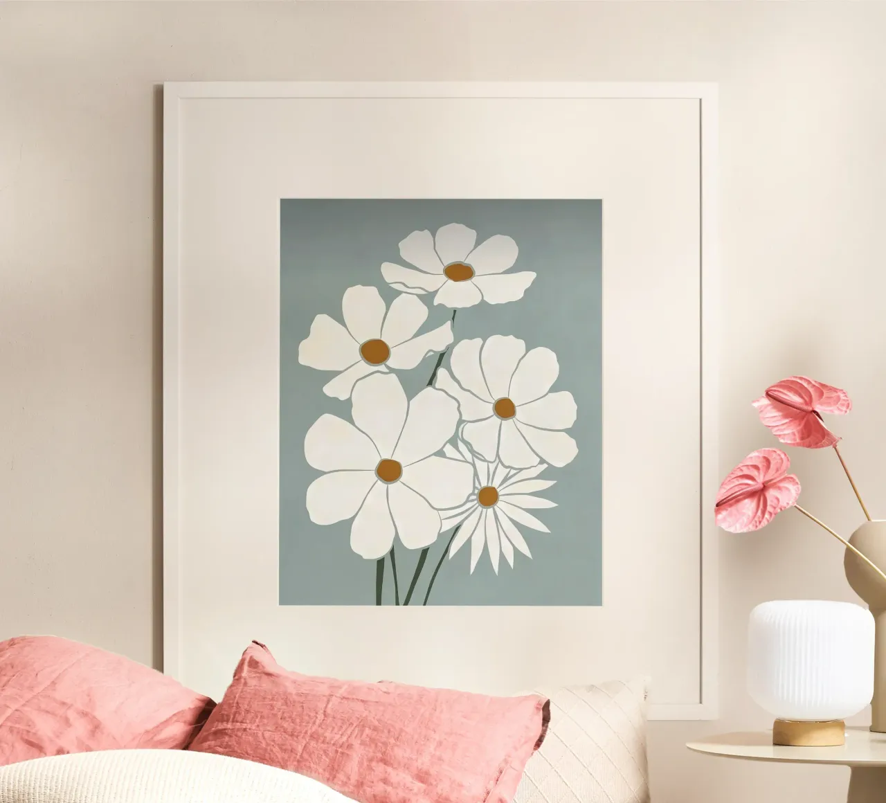 Fiori di margherita poster con telaio in plastica da Jose