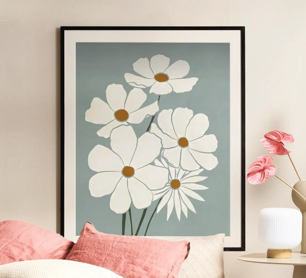 Fiori di margherita poster con telaio in plastica da Jose