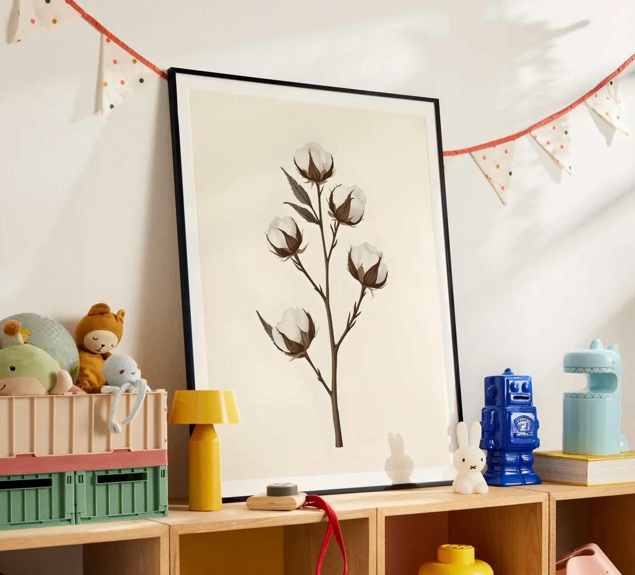 Stelo di cotone poster con telaio in legno da The Green Room