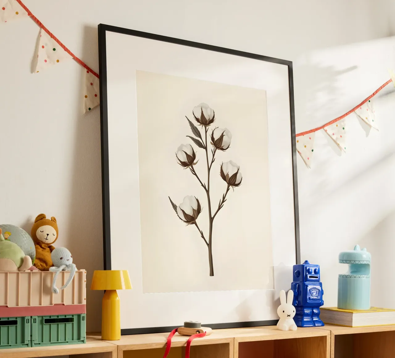 Stelo di cotone poster con telaio in legno da The Green Room