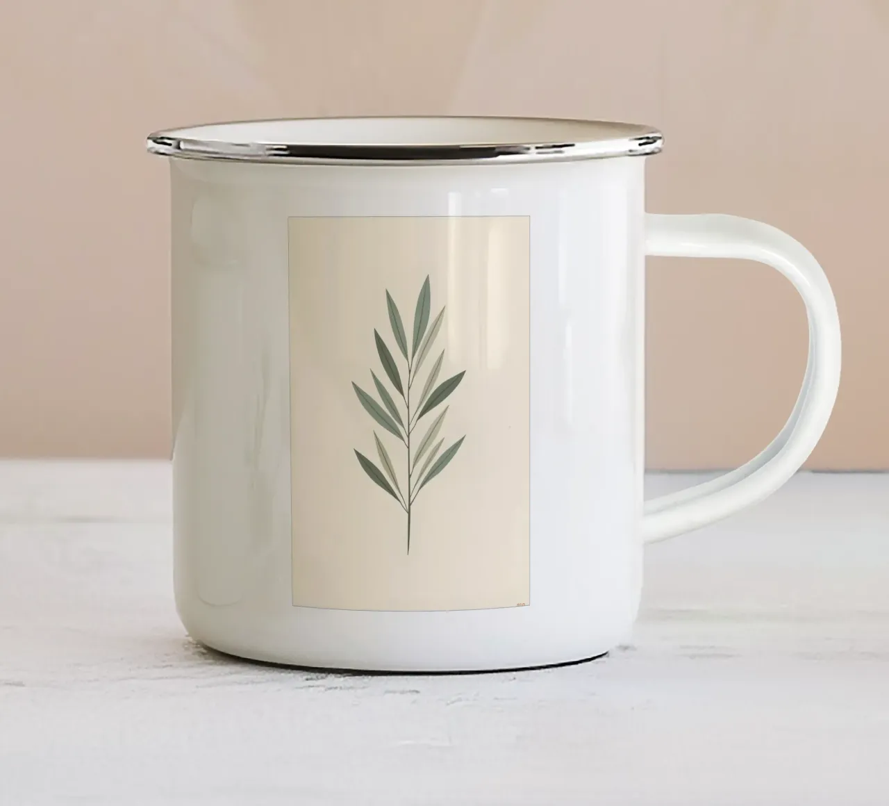 Ramo d'ulivo tazza in smalto da Botanical Gallery