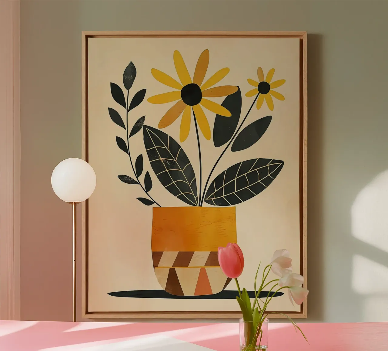 Abstract Botanisch canvas met Baklijst van Jose