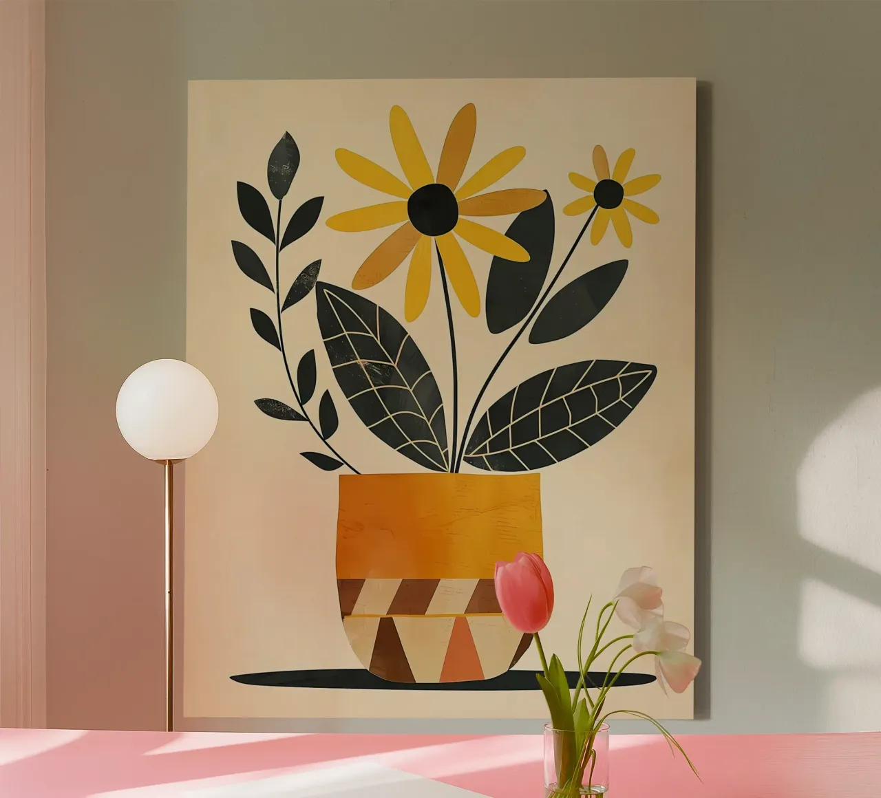 Abstract Botanisch canvas met Baklijst van Jose