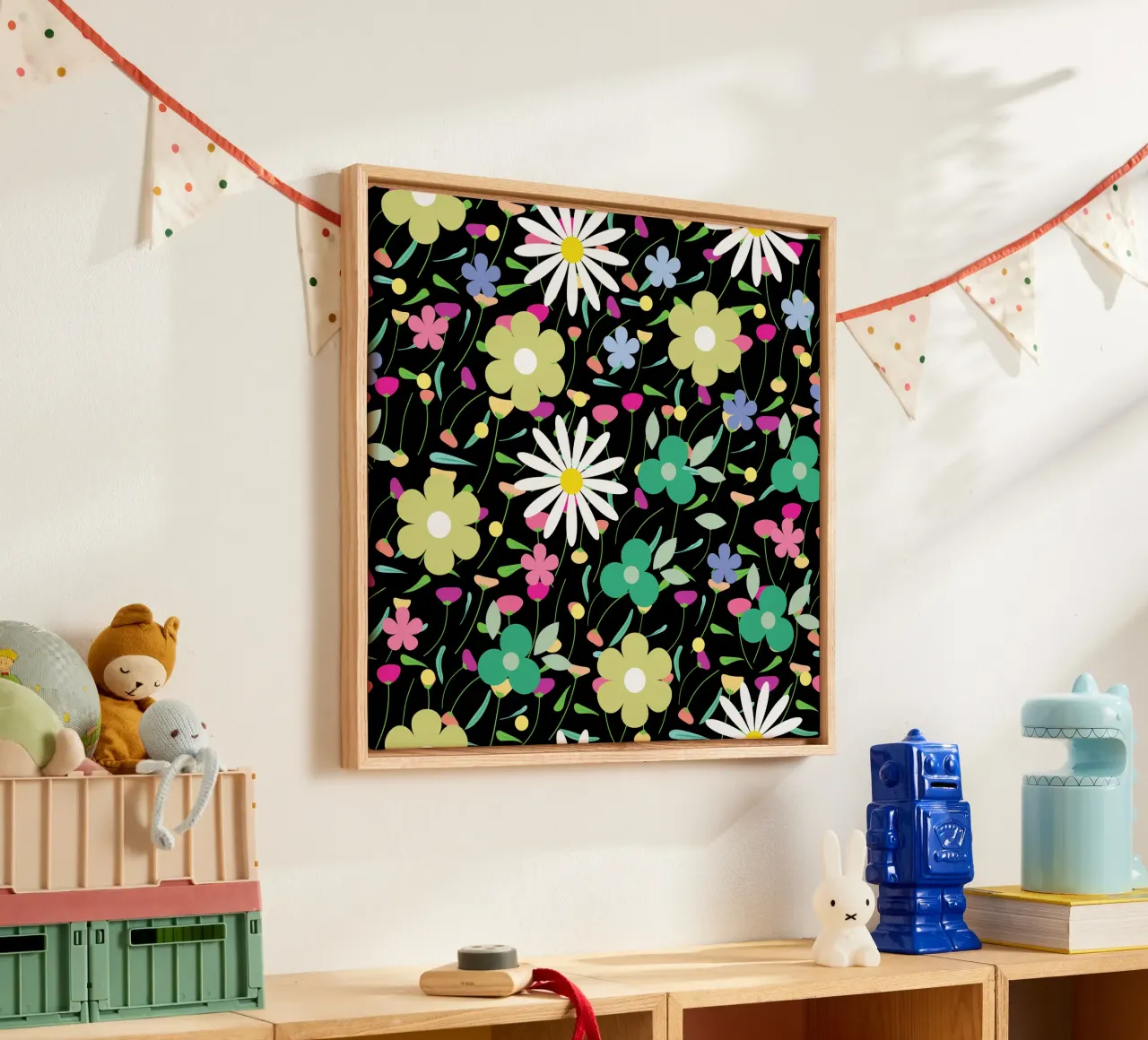 Botanical pattern 26 canvas with Floater frame by Little Dean