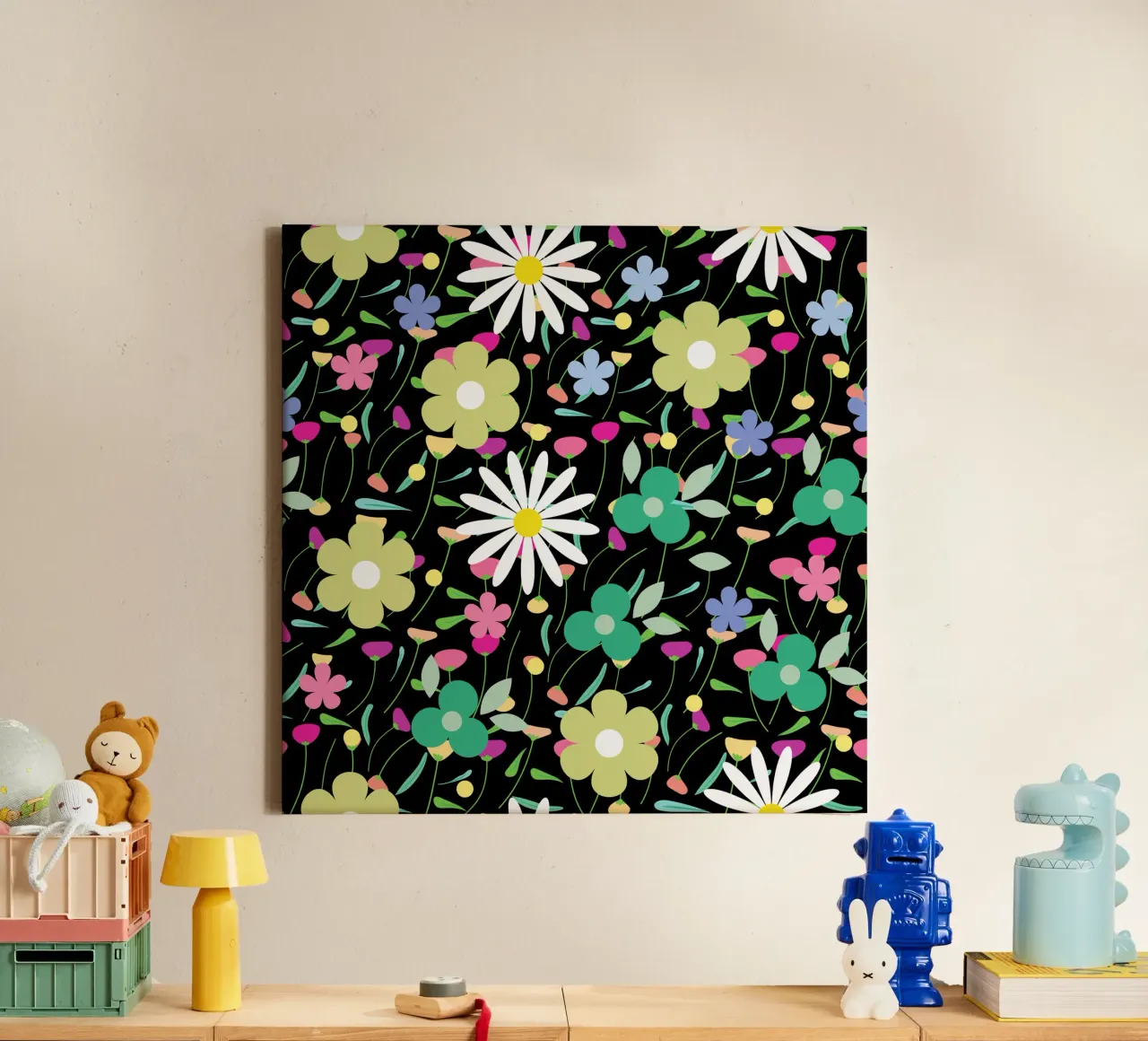 Botanical pattern 26 canvas with Floater frame by Little Dean