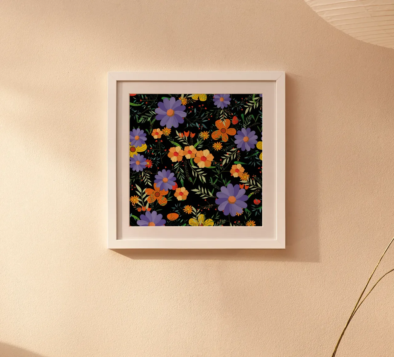Botanical pattern 27 poster with wooden frame by Little Dean