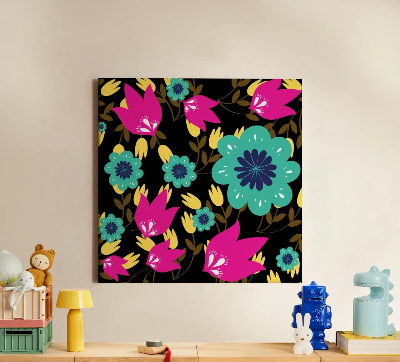 Botanical pattern 28 canvas with Floater frame by Little Dean