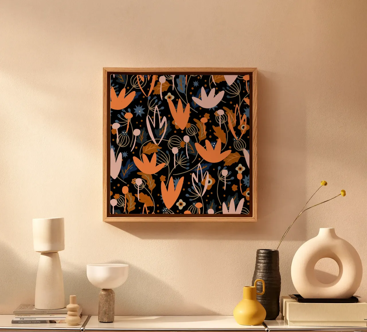Botanical pattern 29 canvas with Floater frame by Little Dean