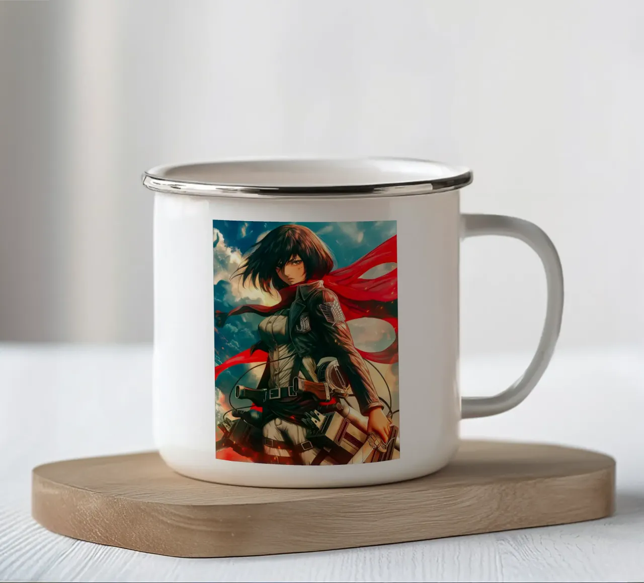 Mikasa Ackerman Attacco su Titano tazza in smalto da Voxel Visionaries