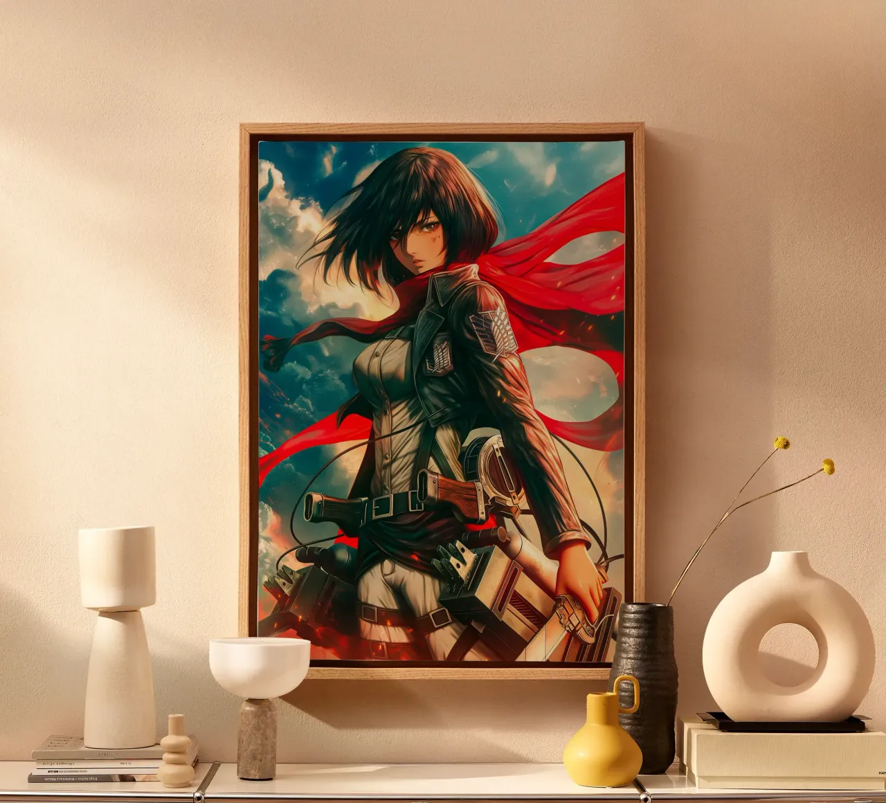 Mikasa Ackerman Attack on Titan canvas with Floater frame by Voxel Visionaries