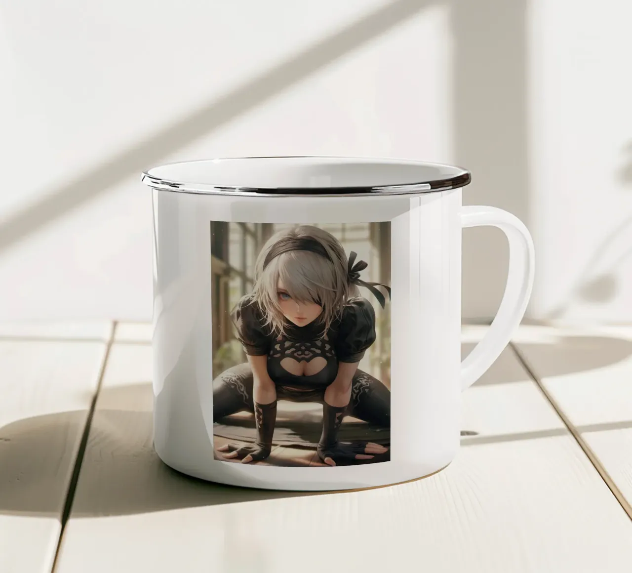 2B Nier Automata tazza in smalto da Voxel Visionaries