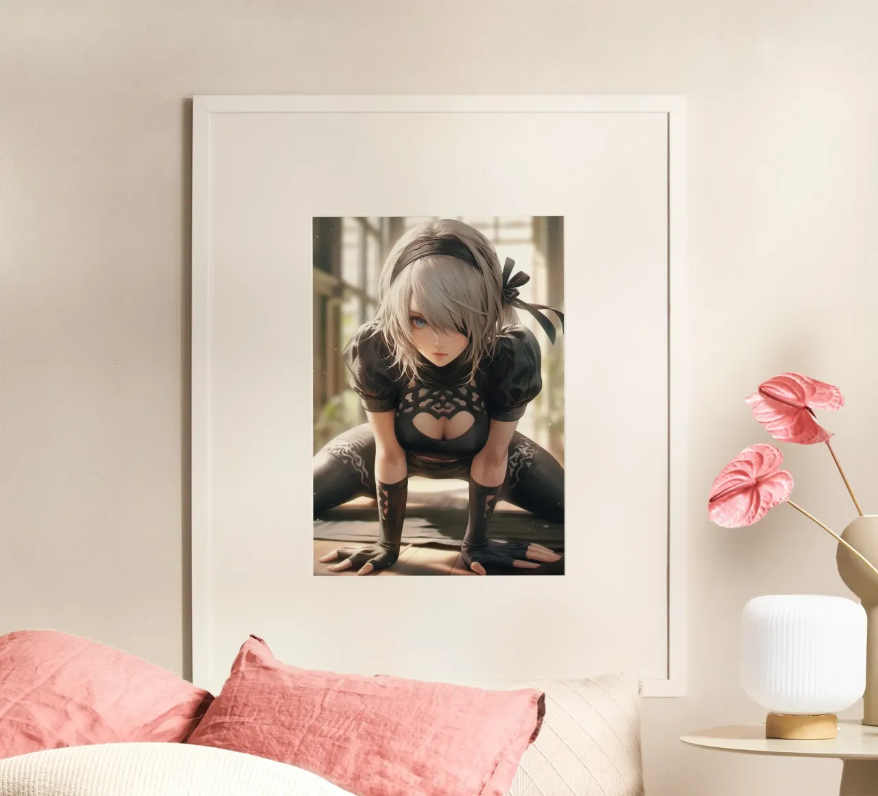 2B Nier Automata poster con telaio in legno da Voxel Visionaries