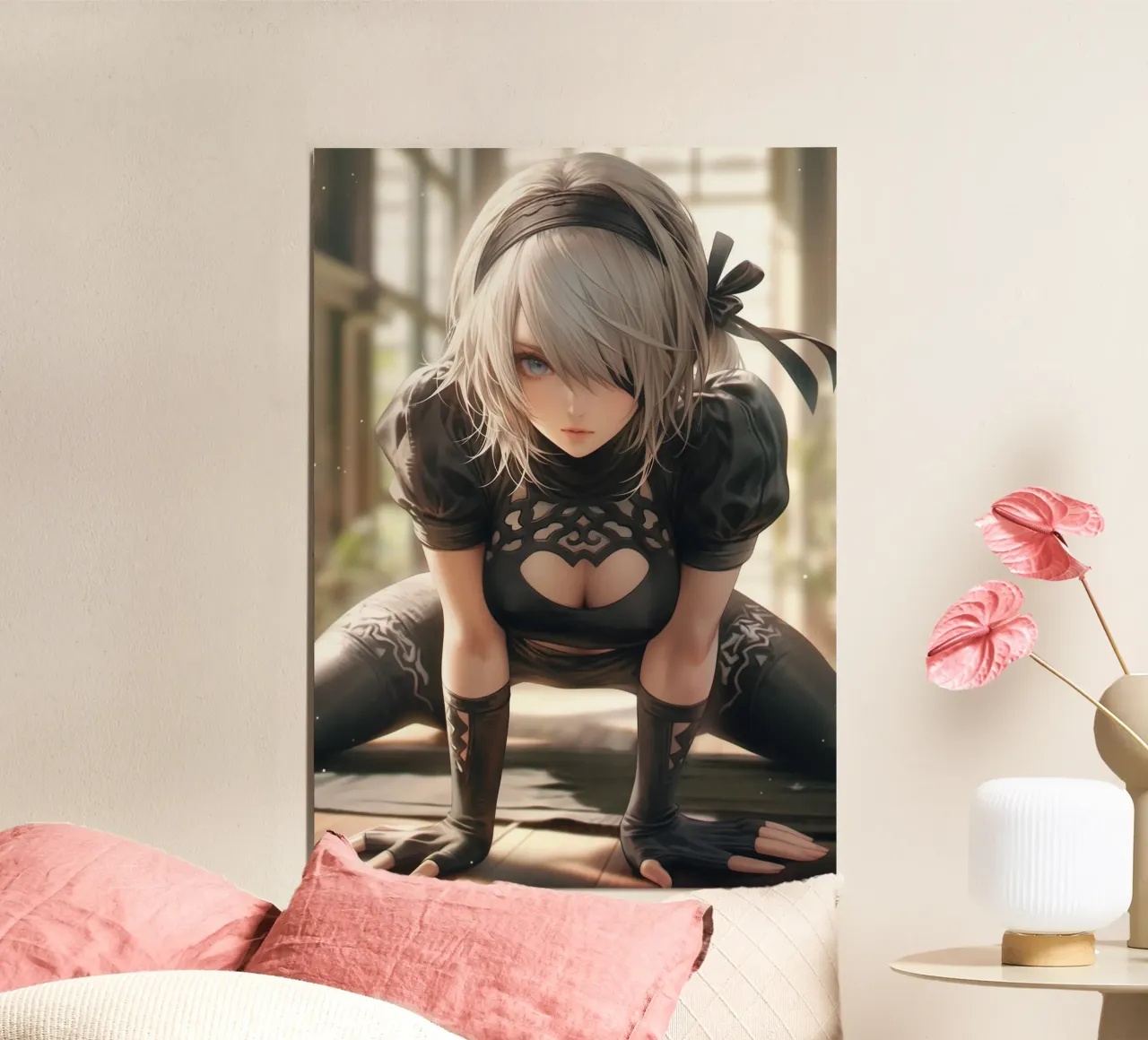 2B Nier Automata poster con telaio in legno da Voxel Visionaries
