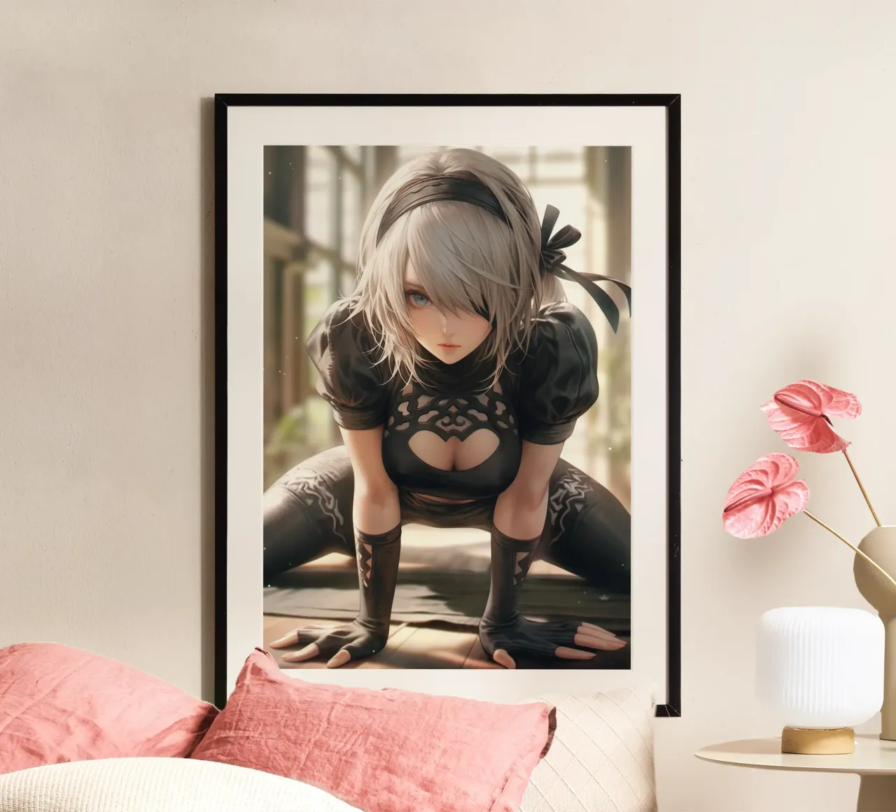 2B Nier Automata poster con telaio in legno da Voxel Visionaries