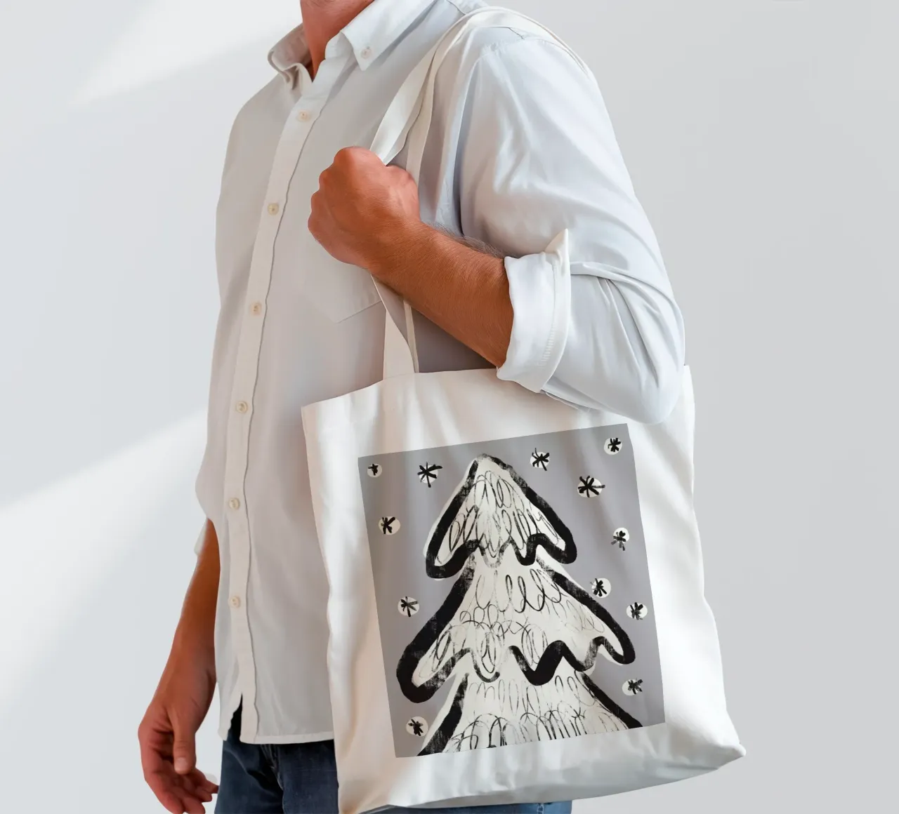 Christmas Tree (Gray) borsa in juta da treechild