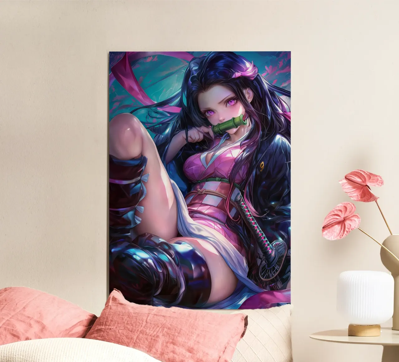 Nezuko Kamado Demonendoder poster van Voxel Visionaries